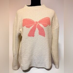Comfyluxe Coquette Pink Bow Sweater